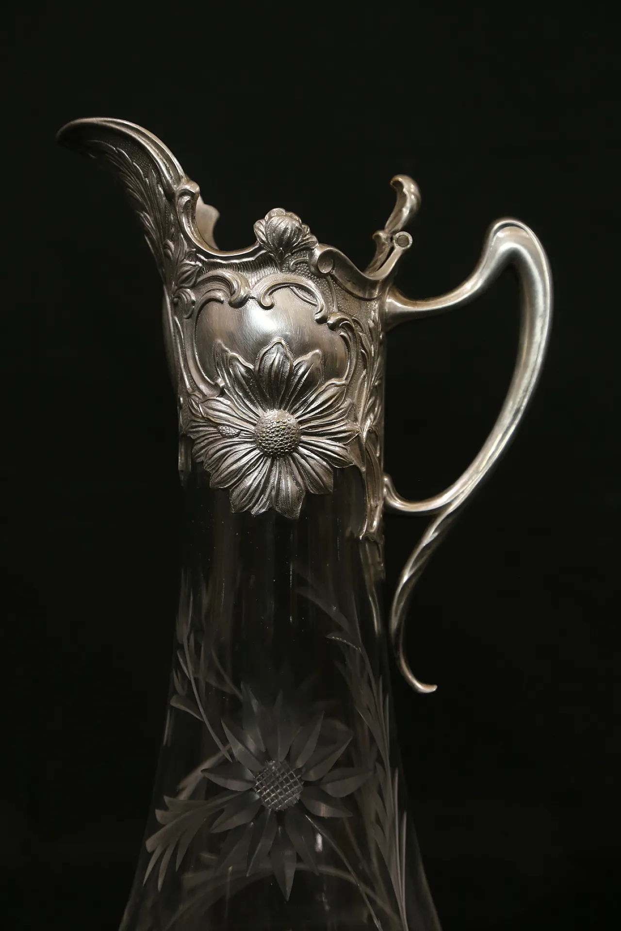 Brocca versatoio vino cristallo argento Topazio atlantis liberty, 1910 8