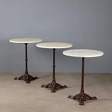 3 Tavolini in marmo e ferro laccato, '900