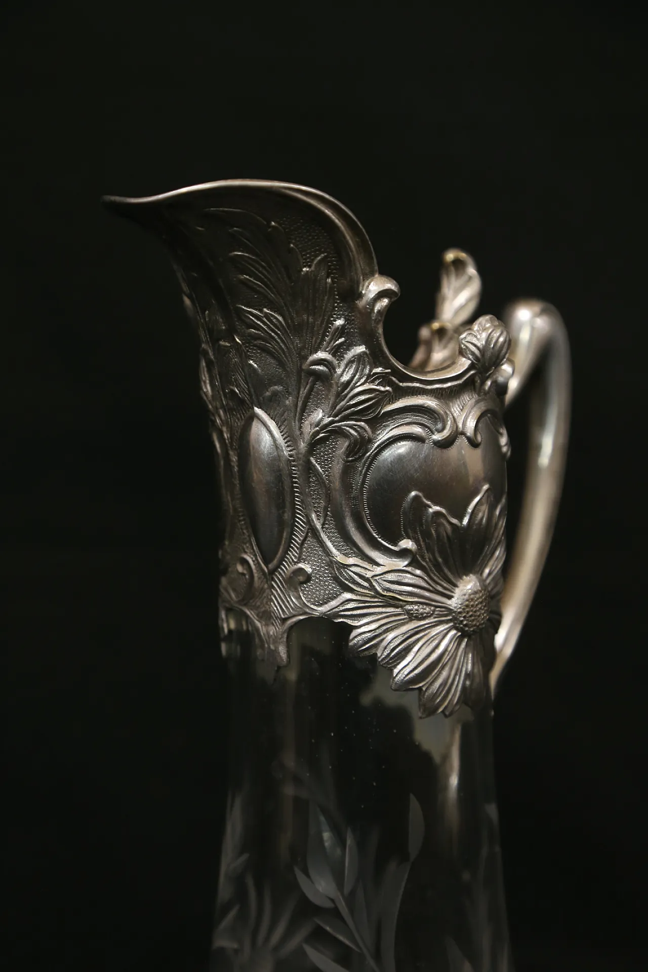 Brocca versatoio vino cristallo argento Topazio atlantis liberty, 1910 10
