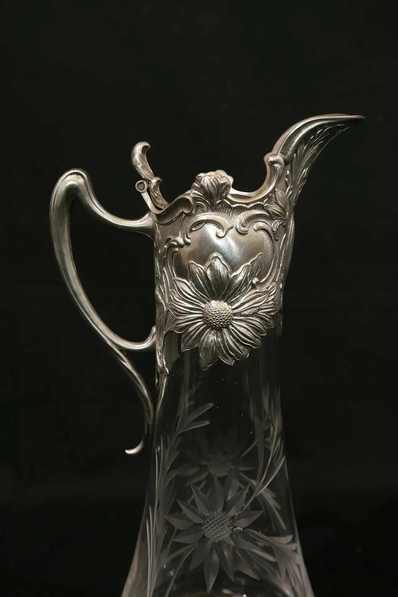 Brocca versatoio vino cristallo argento Topazio atlantis liberty, 1910 12