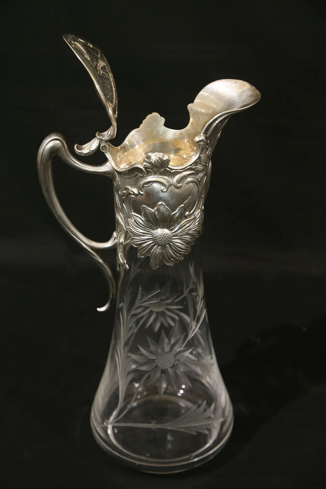 Brocca versatoio vino cristallo argento Topazio atlantis liberty, 1910 15