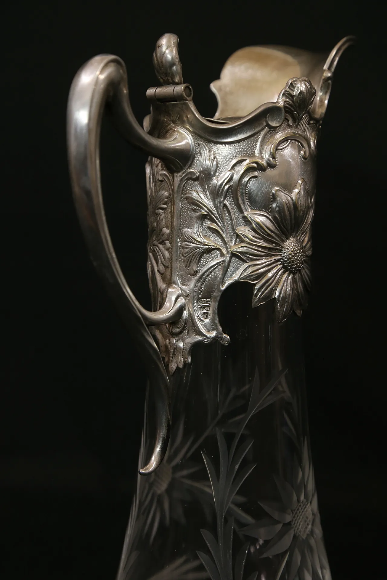 Brocca versatoio vino cristallo argento Topazio atlantis liberty, 1910 18