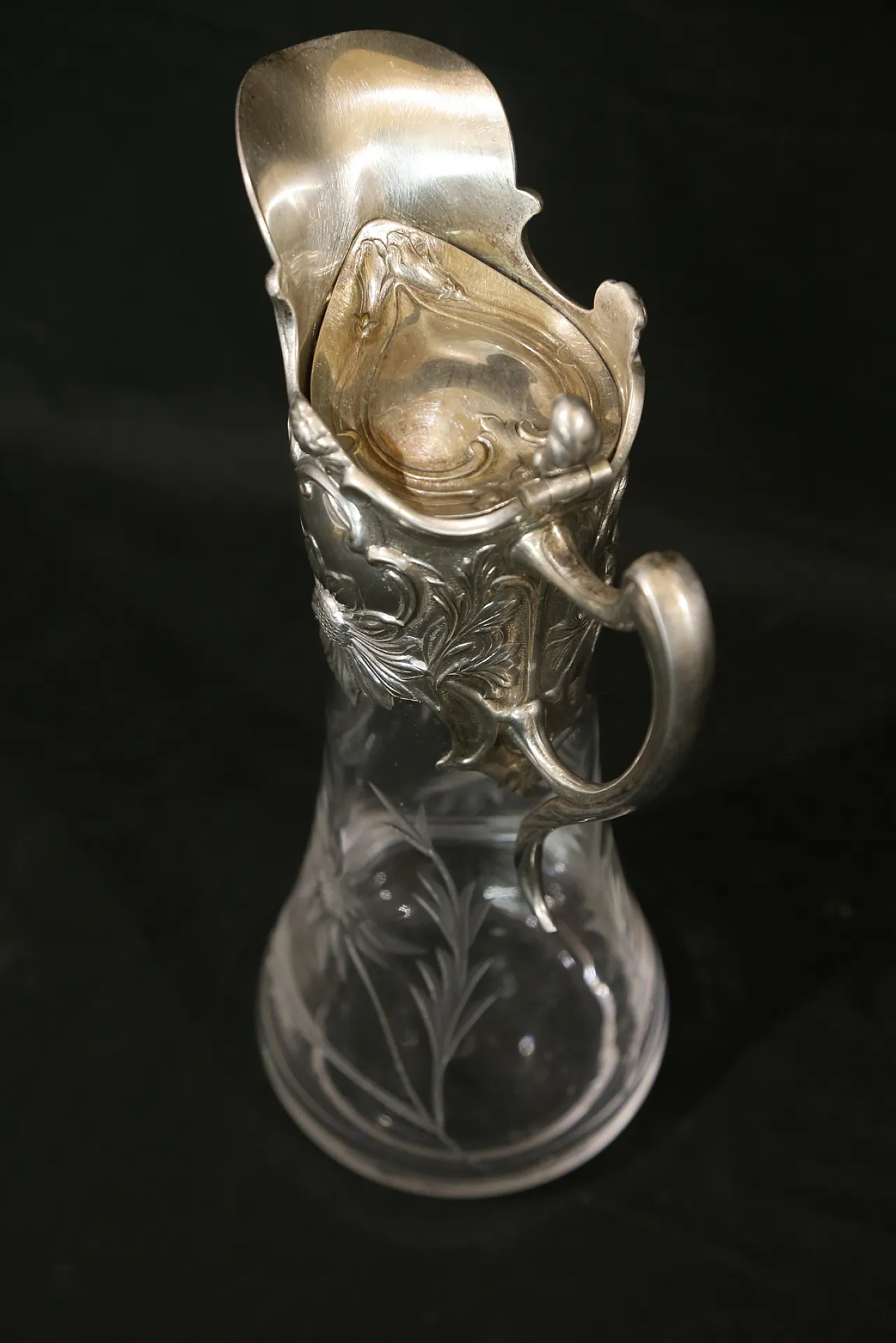 Brocca versatoio vino cristallo argento Topazio atlantis liberty, 1910 20