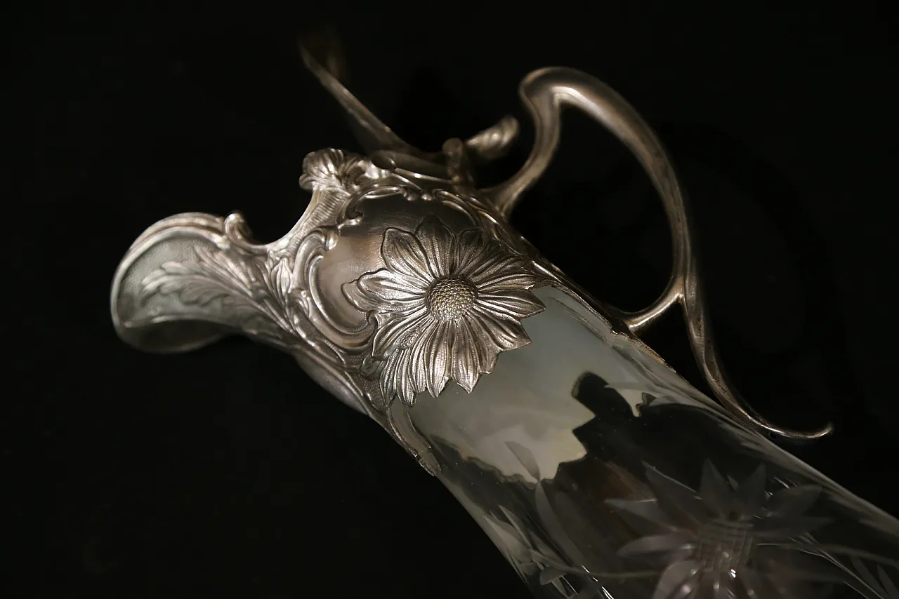 Brocca versatoio vino cristallo argento Topazio atlantis liberty, 1910 22