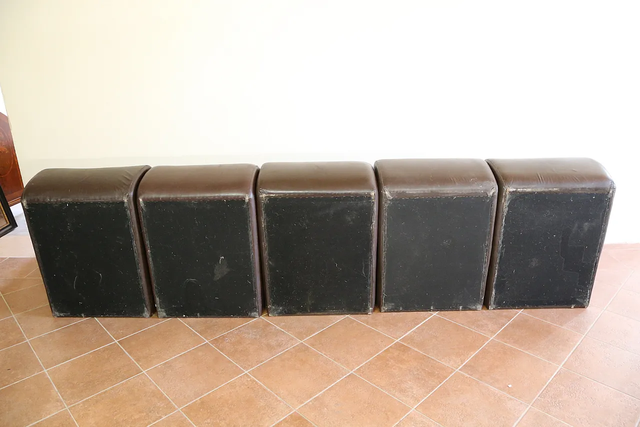 5 poltrone divano componibile pelle space age club design, anni '70 18