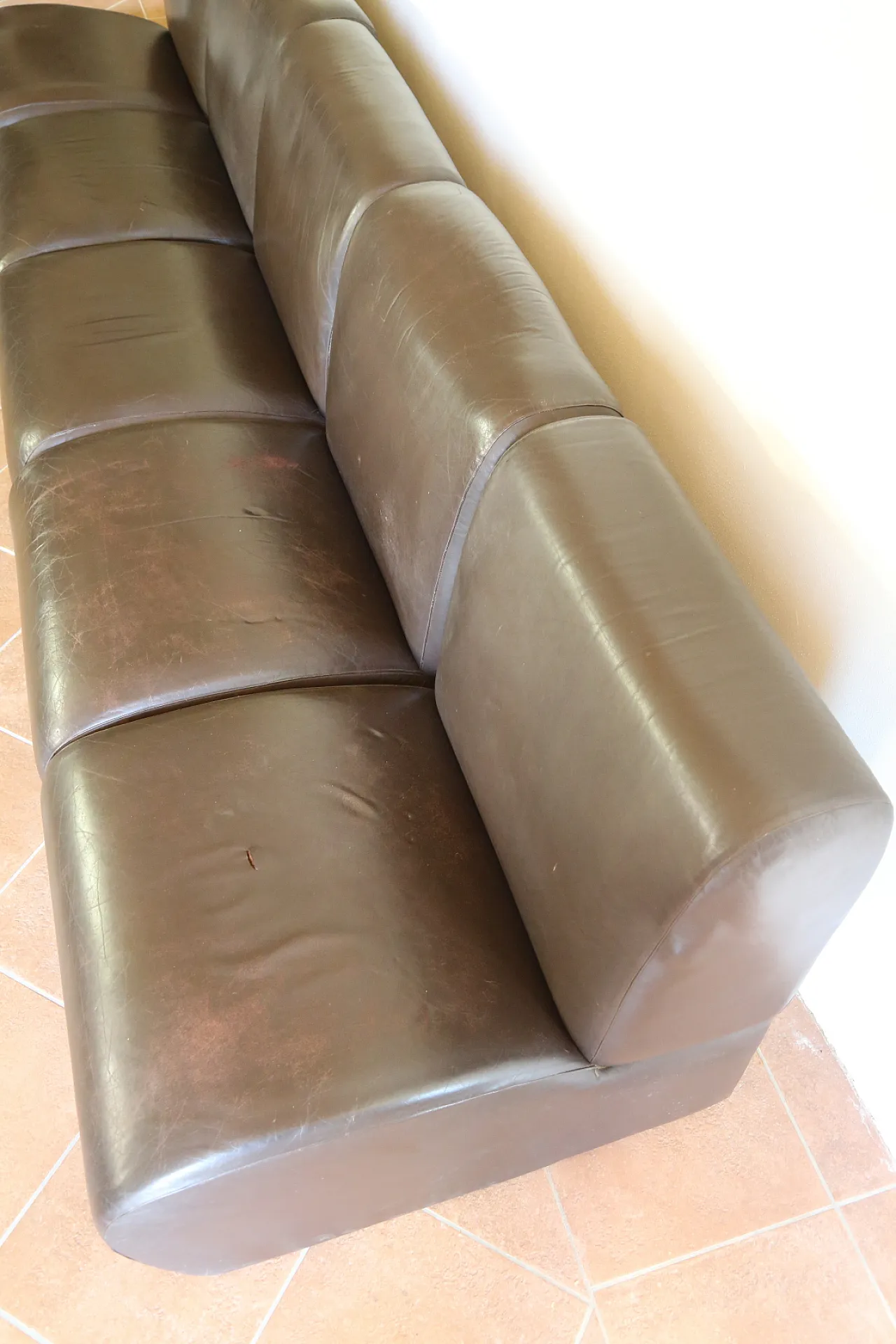 5 poltrone divano componibile pelle space age club design, anni '70 20