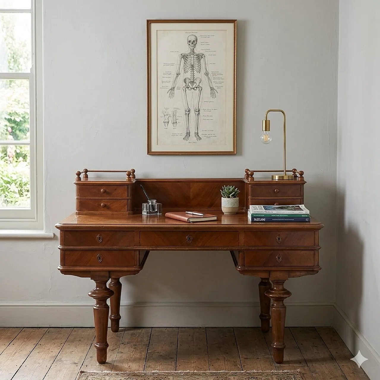 Desk in walnut, late 19th century 2