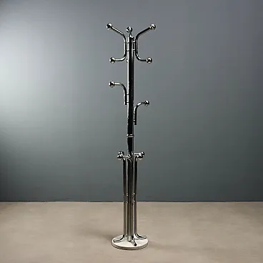 Coat hanger in chromed metal and marble base, 1970s