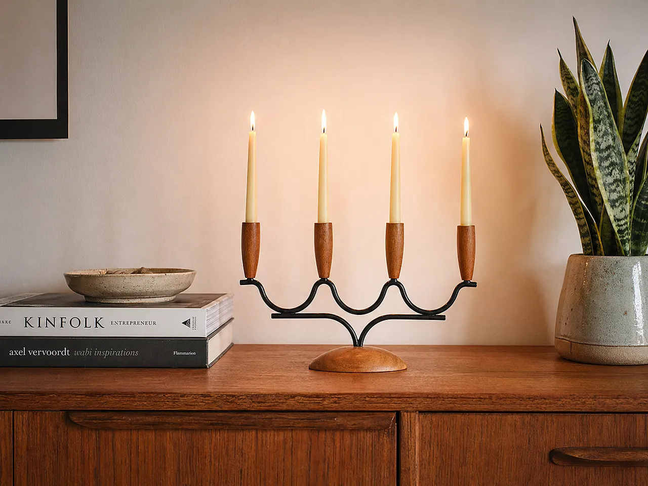 Four-flame candelabra Scandinavian, 70s 2