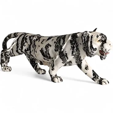 White tiger in black and white marble, 20th century
