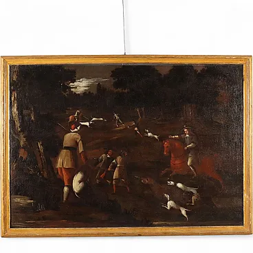 Hunting Scene, oil on canvas, 18th century