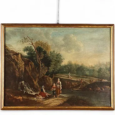 Landscape with Figures, oil on canvas, 20th century
