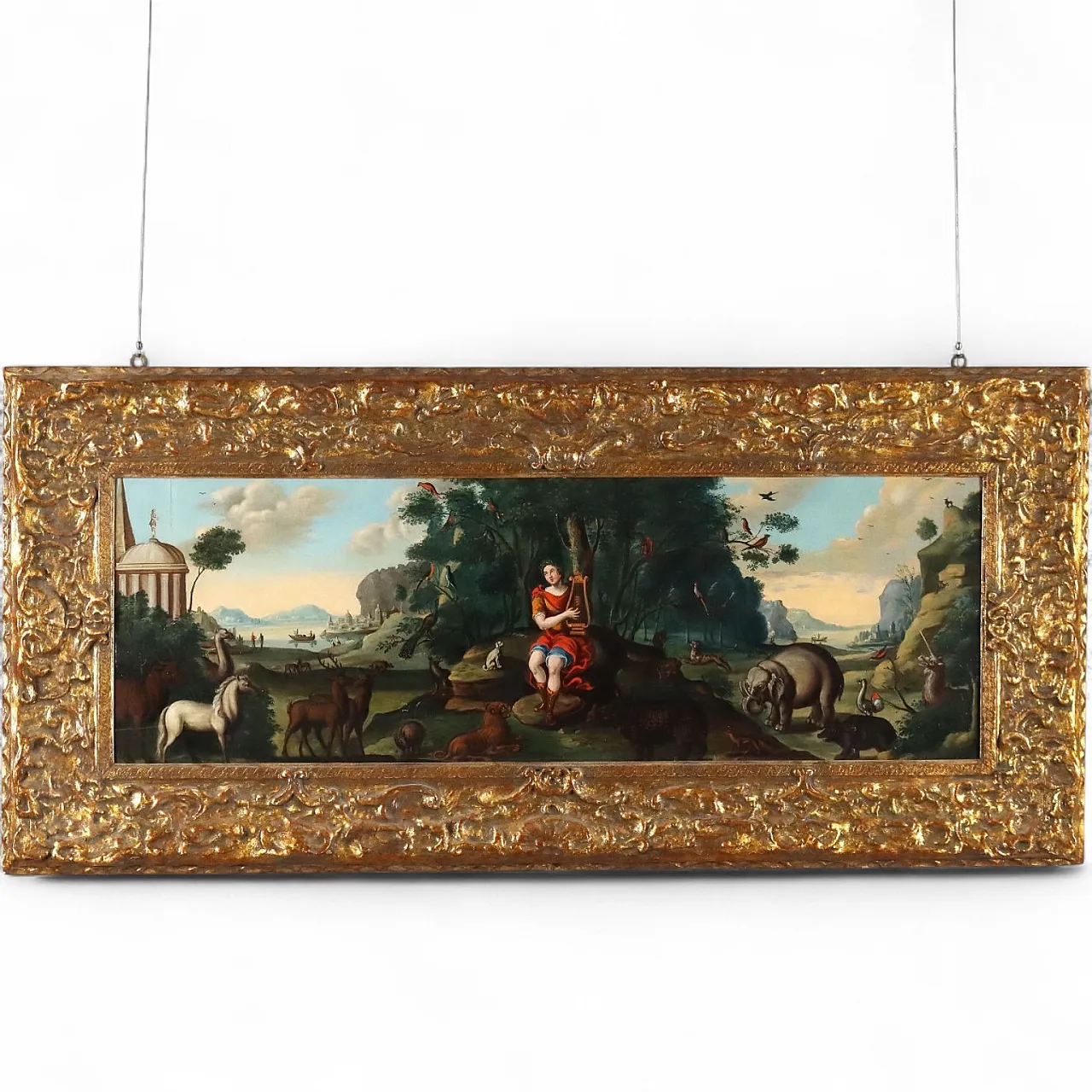 Orfeo incanta gli animali, olio su tavola, '700 11