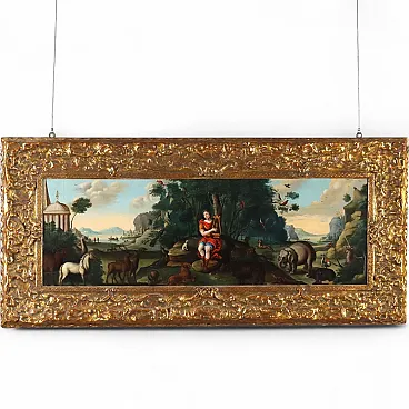 Orpheus Enchants the Animals, oil on panel, 18th century