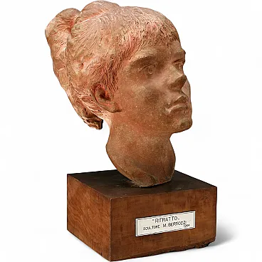 Mario Bertozzi Terracotta Girl's Head, 20th century