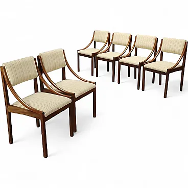 6 Sedie in legno e tessuto, 20th century