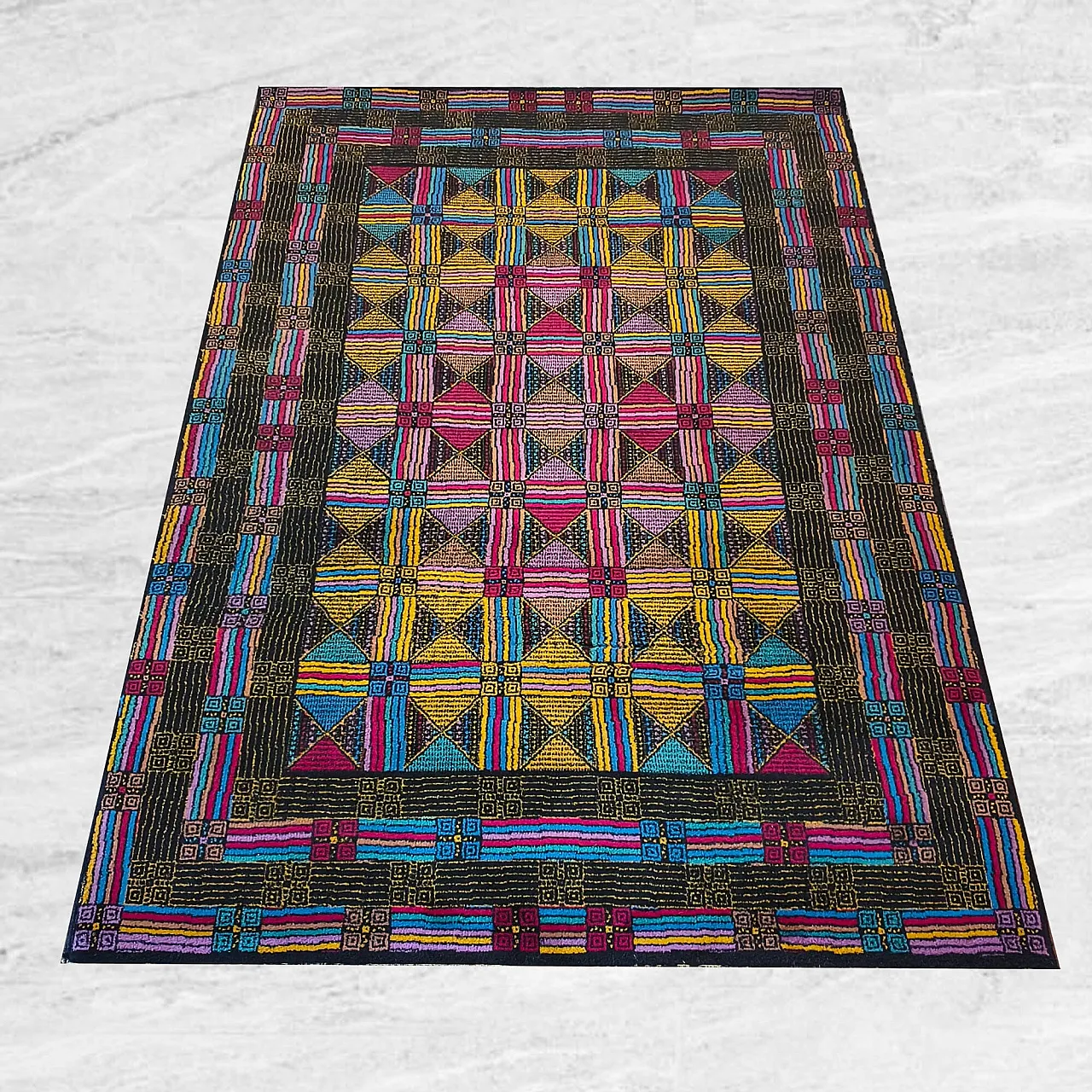 Tappeto geometrico in lana di Missoni per T&J Vestor, anni '80 1