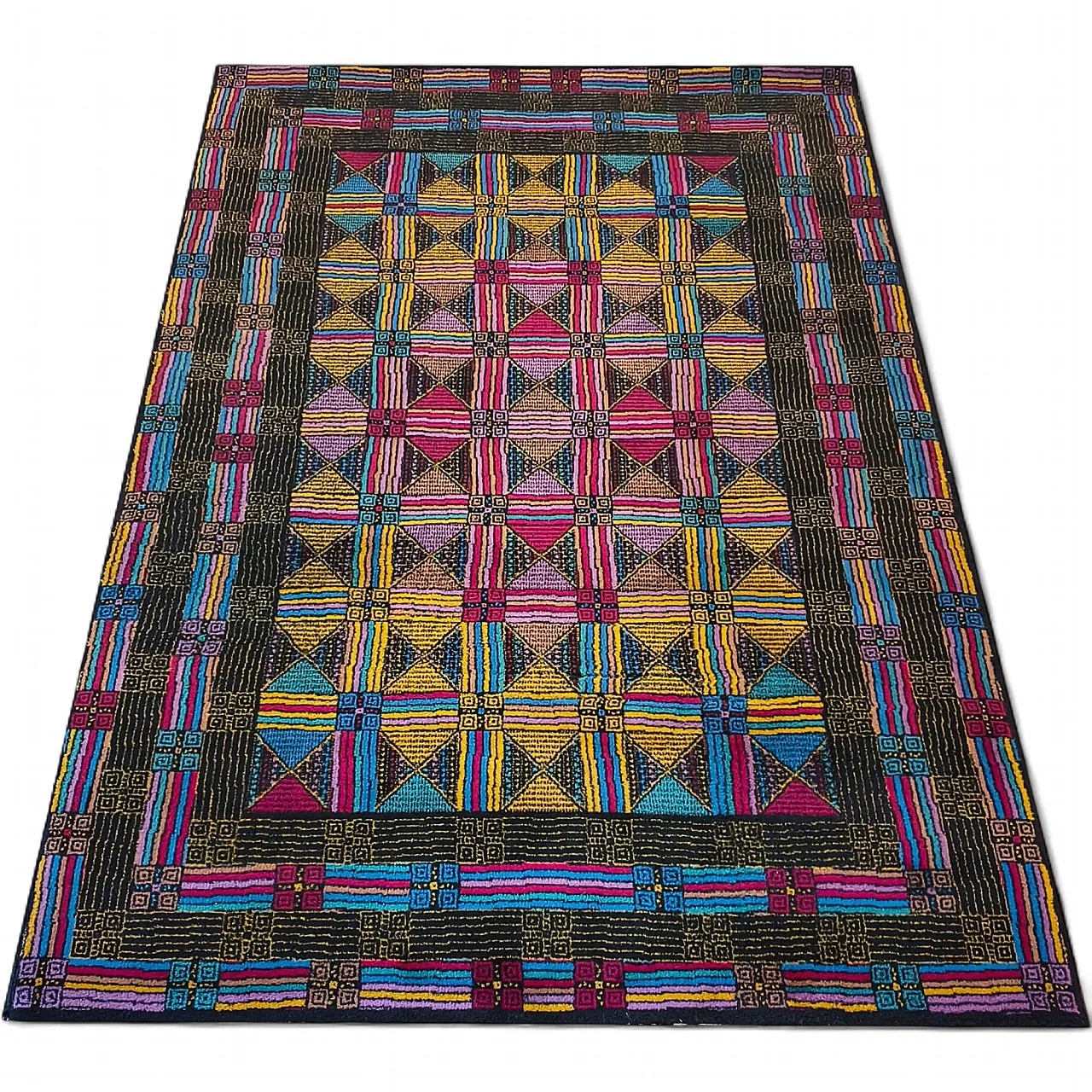 Tappeto geometrico in lana di Missoni per T&J Vestor, anni '80 11