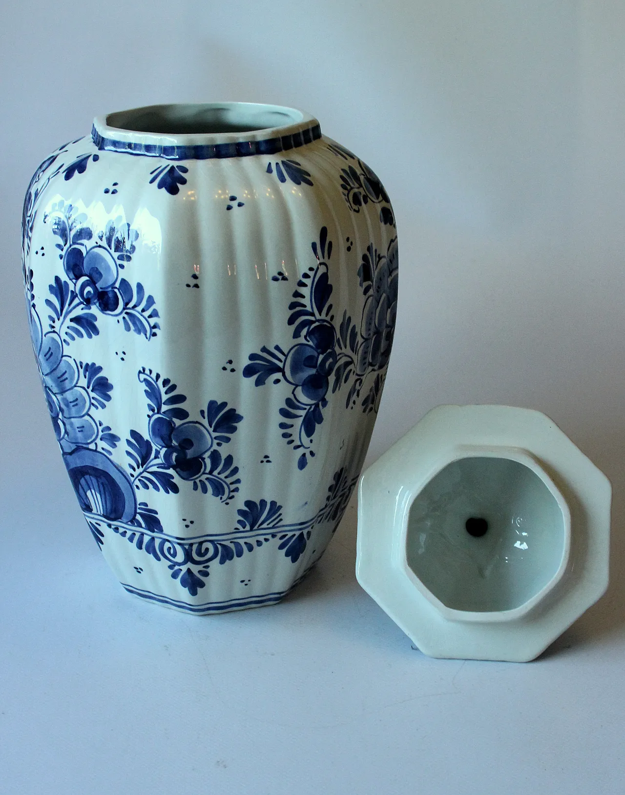 Delft Porcelain Vase With Lid, Handpainted, 70s 3
