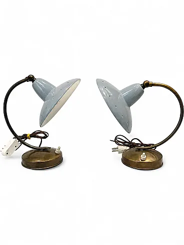 Coppia di lampade becco d'oca Mid-Century in stile Stilnovo, anni '50