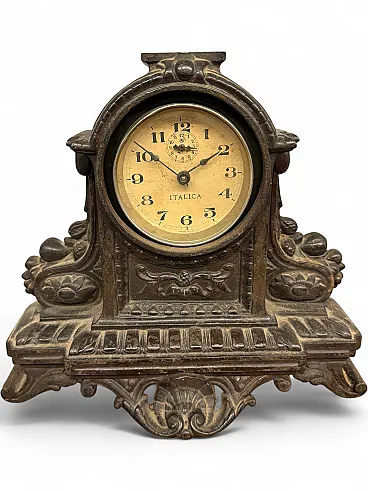 Mantel clock in cast iron, 1940s