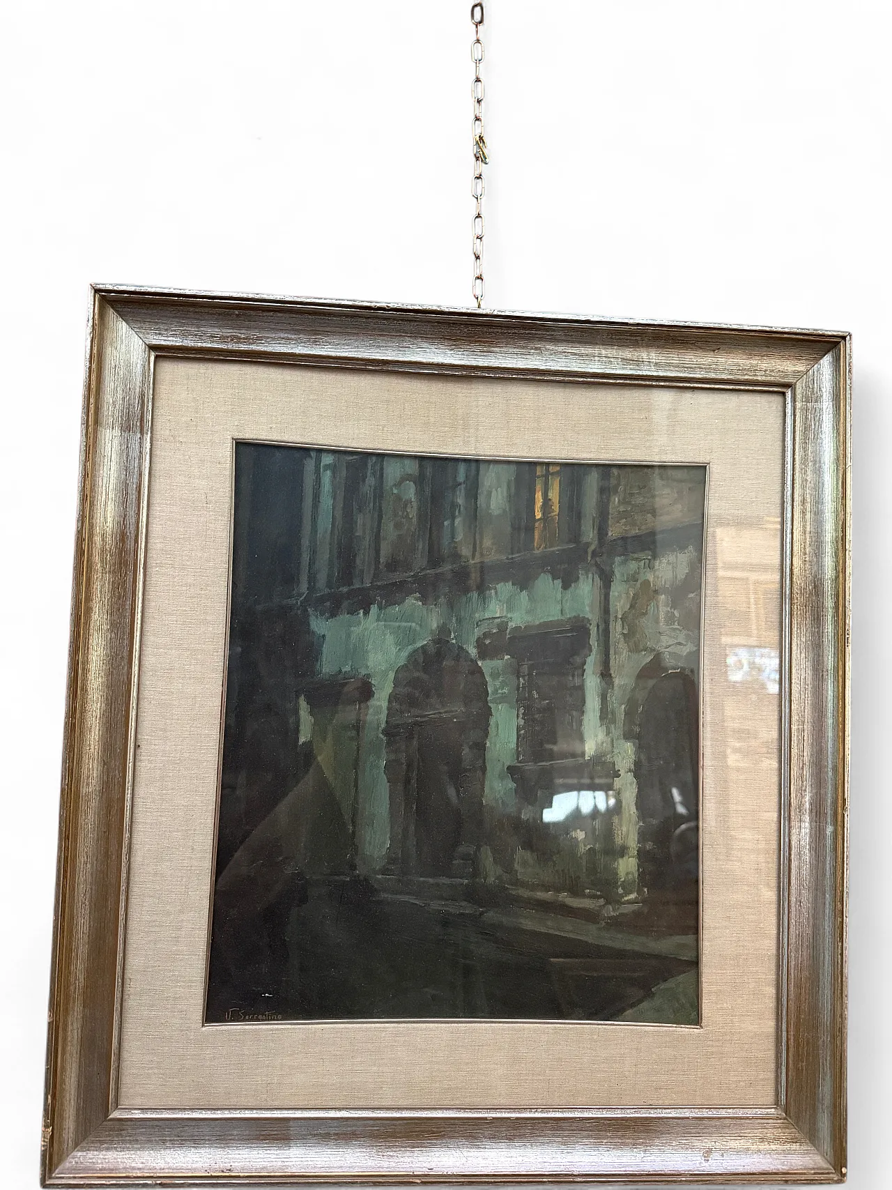 Oil painting on panel, ancient buildings by V. Sorrentino,19th century 10