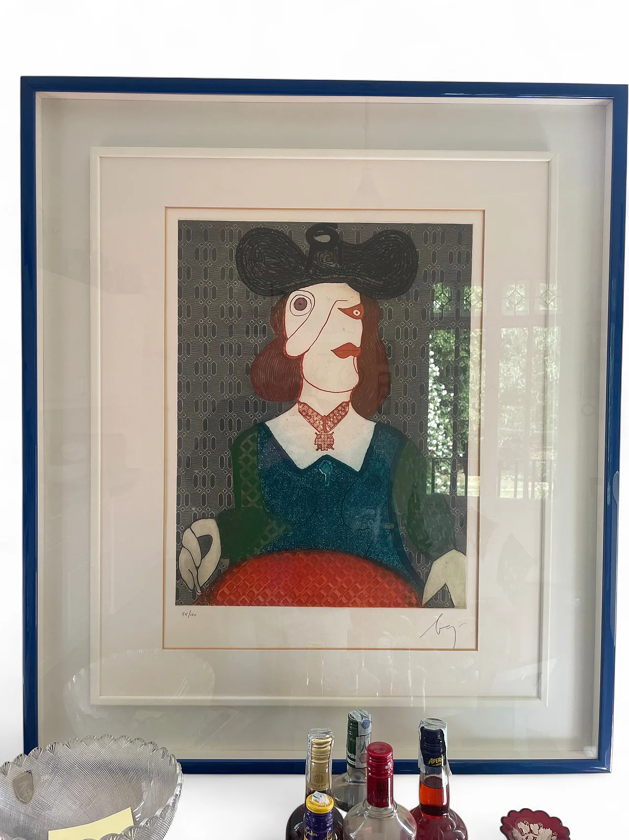 Bust of a woman, Enrico Baj lithograph, 20th century 8