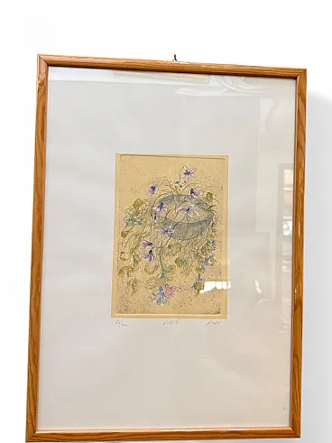 Hand colored etching Rosa Estadella Velly N 86/100, 20th century