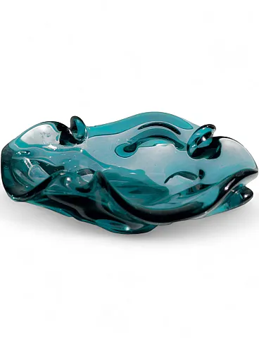 Mid-Century Murano ashtray in teal, late 20th century