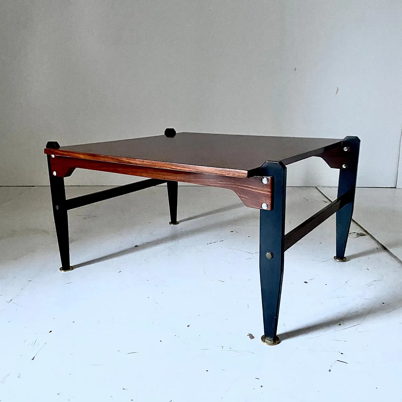 Tavolino in stile scandinavo con top in Mogano, anni '50 1