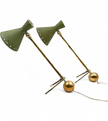 Pair for Midcentury table lamps, attributed to Stilnovo, 1950