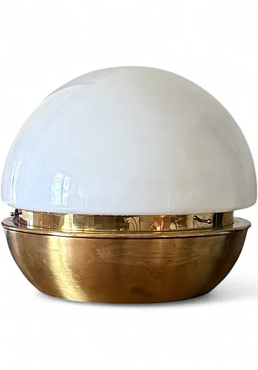 Midcentury brass opaline glass lamp, Italy, Italy 1970s