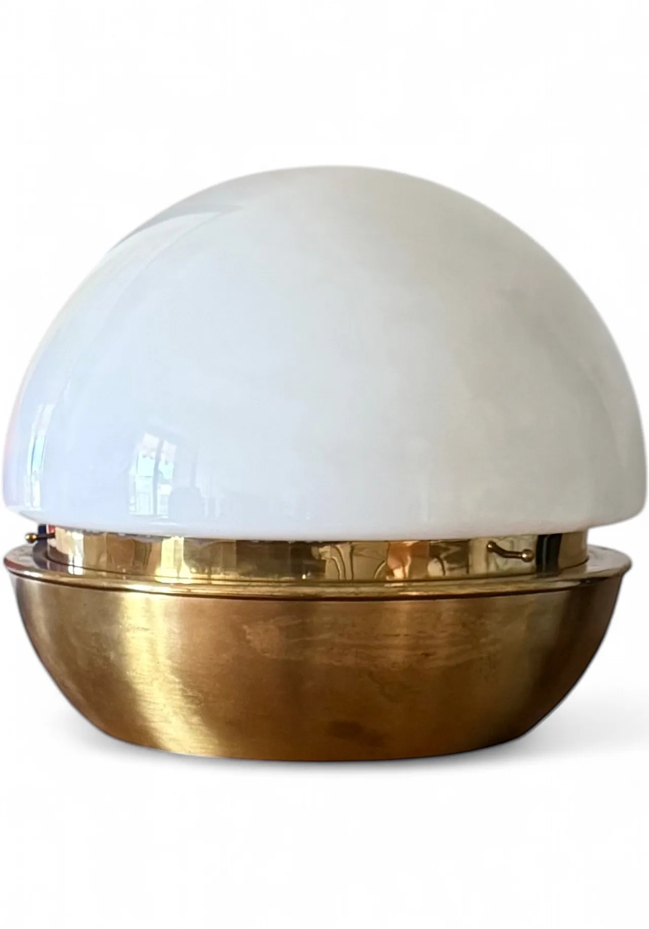 Midcentury brass opaline glass lamp, Italy, Italy 1970s 15