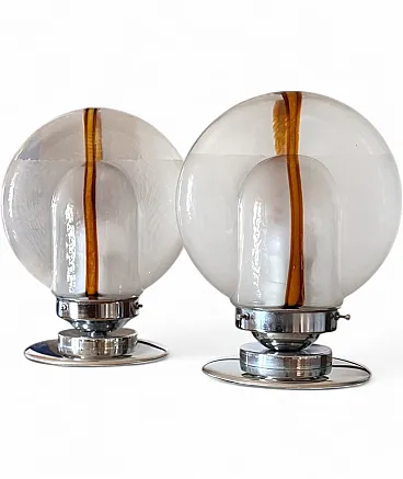 Pair of Murano glass lamps by Toni Zuccheri for Mazzega, 1970