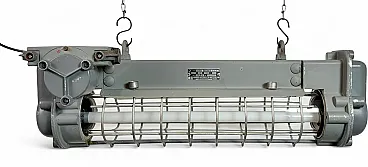 Grey Industrial Hanging Tube Light from Elektrosvit, 1970s