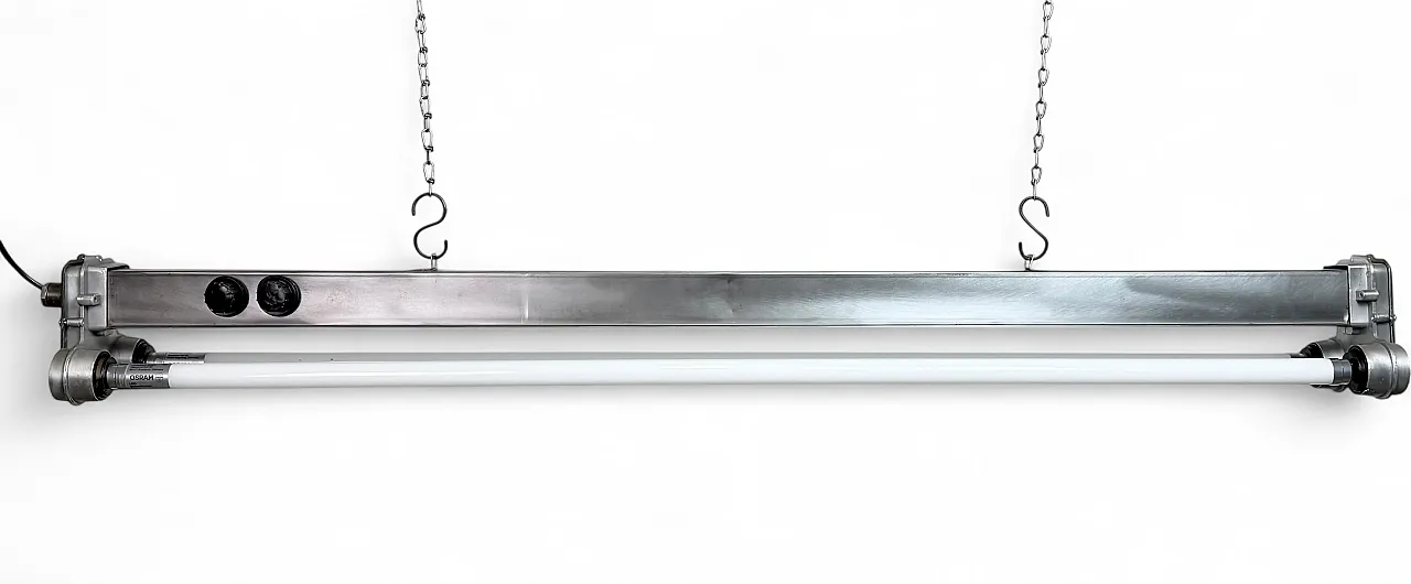 Industrial Polished Hanging Tube Light, 1970s 19
