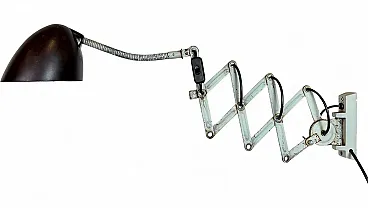 Green Industrial Scissor Wall Lamp from Elektroinstala, 1960s