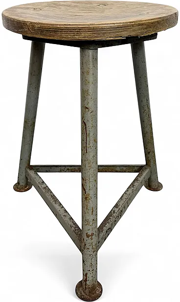 Grey Industrial Workshop Stool, 1960s