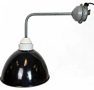 Industrial Factory Wall Lamp with Black Enamel Shade, 1960s