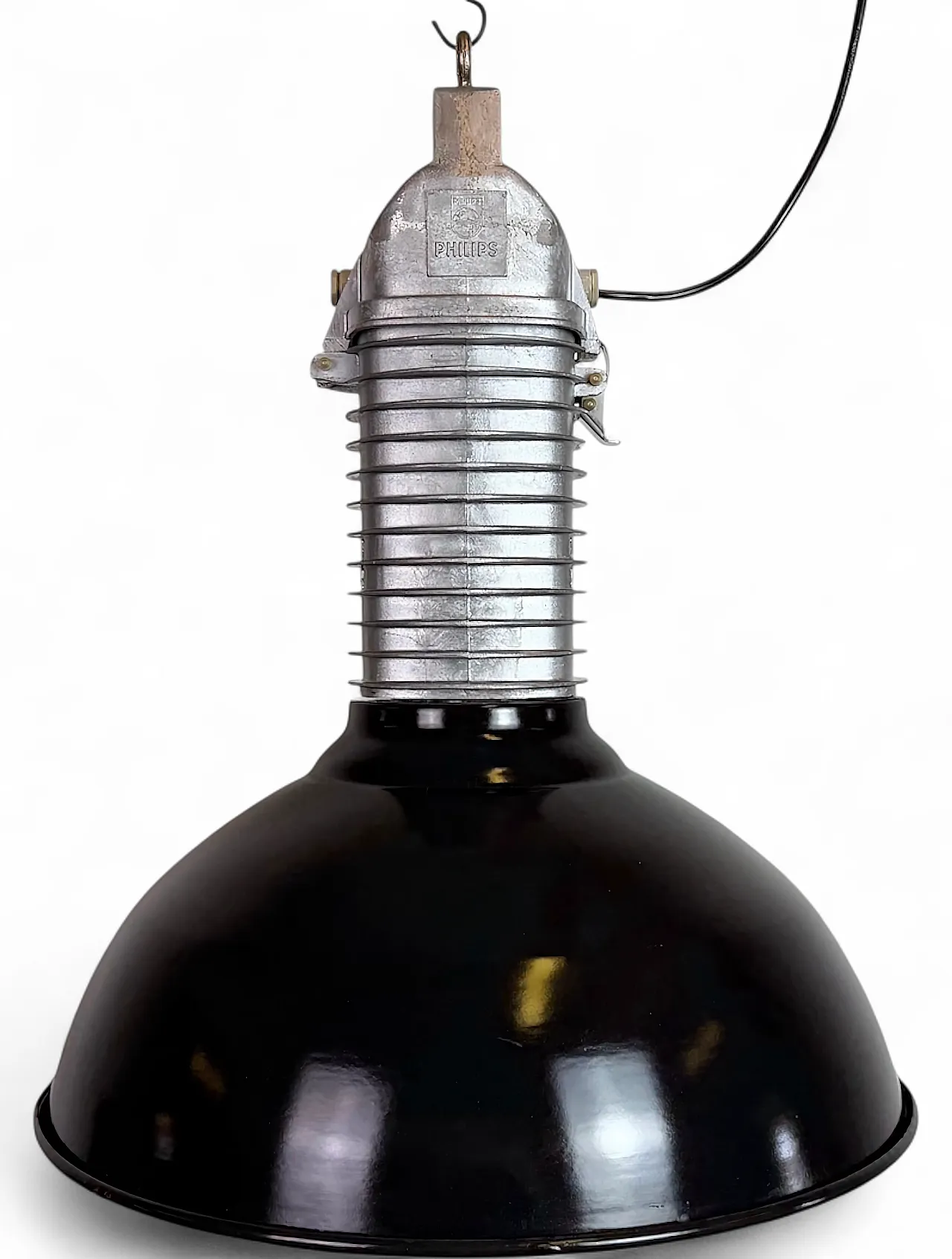 Large Industrial Black Enamel Factory Pendant Lamp from Philips, 1960s 27