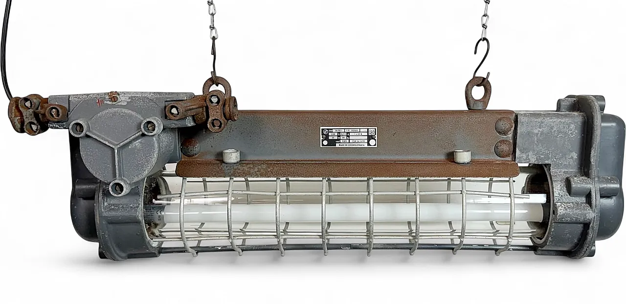 Grey Industrial Hanging Tube Light from Elektrosvit, 1970s 25