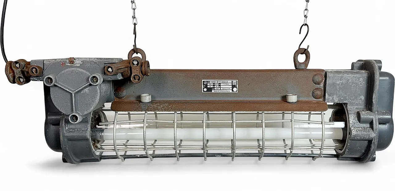 Grey Industrial Hanging Tube Light from Elektrosvit, 1970s 26