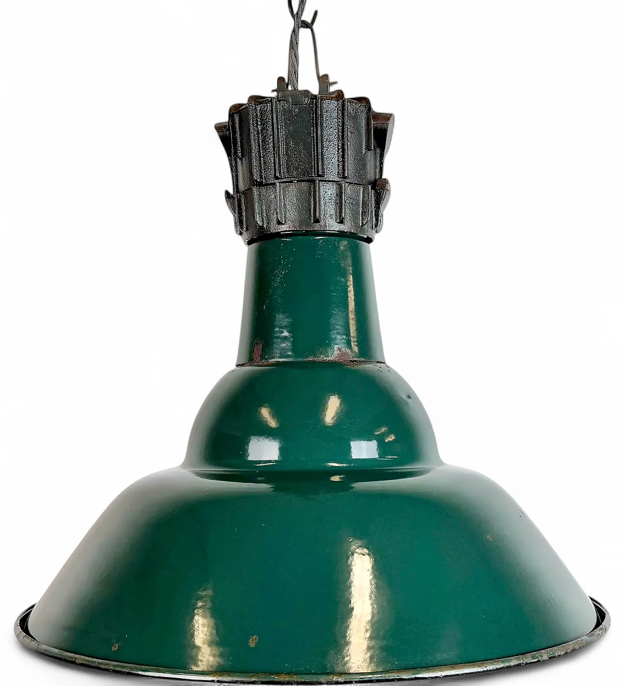 Industrial French Petrol Enamel Pendant Lamp from Sammode, 1950s 23