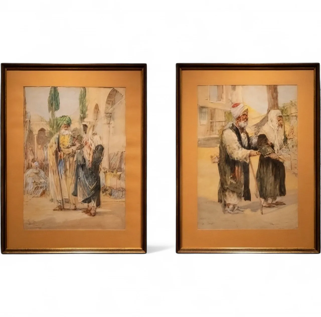 Coppia di acquerelli orientalisti firmati di Carl Werner, '800 18