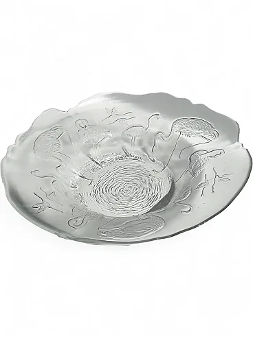 Glass Fruit Bowl with Flamingos by Walther Glas Germany - 1980s