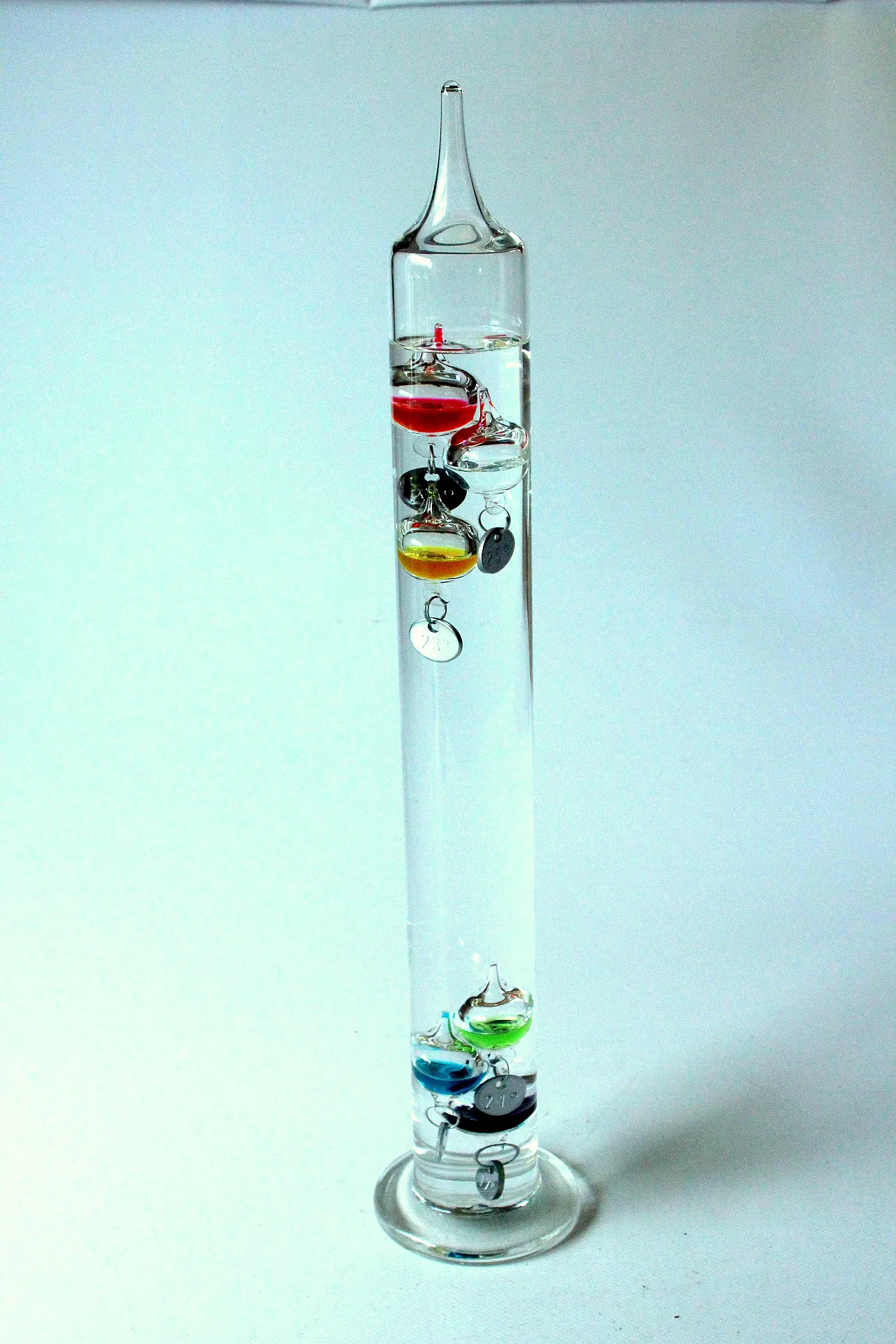 XL mouthblown Galileo glass thermometer, 70s 1