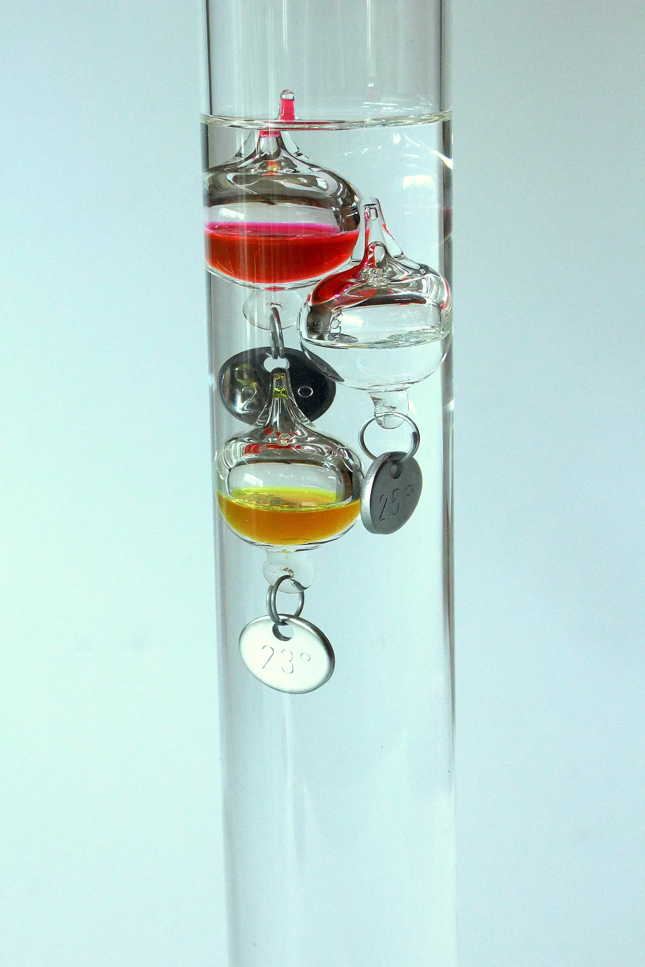 XL mouthblown Galileo glass thermometer, 70s 2