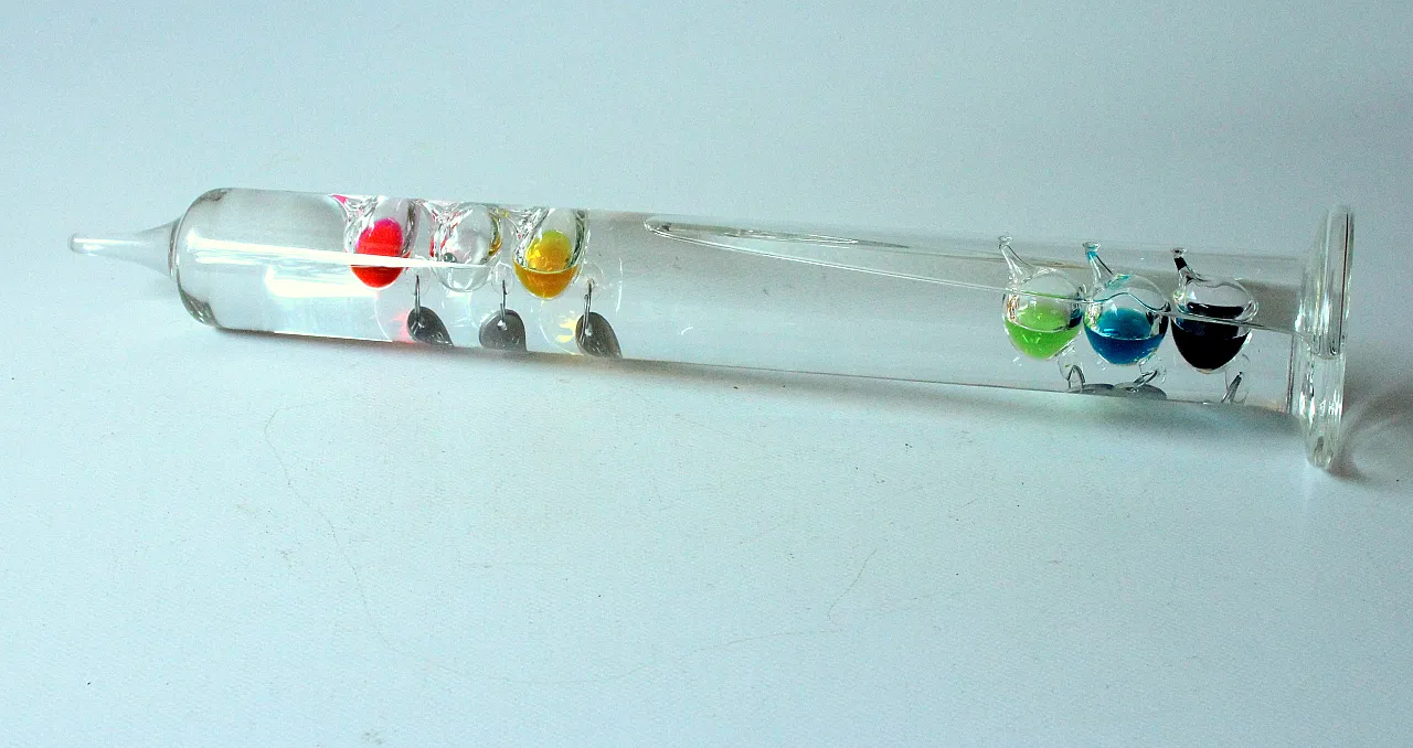 XL mouthblown Galileo glass thermometer, 70s 4