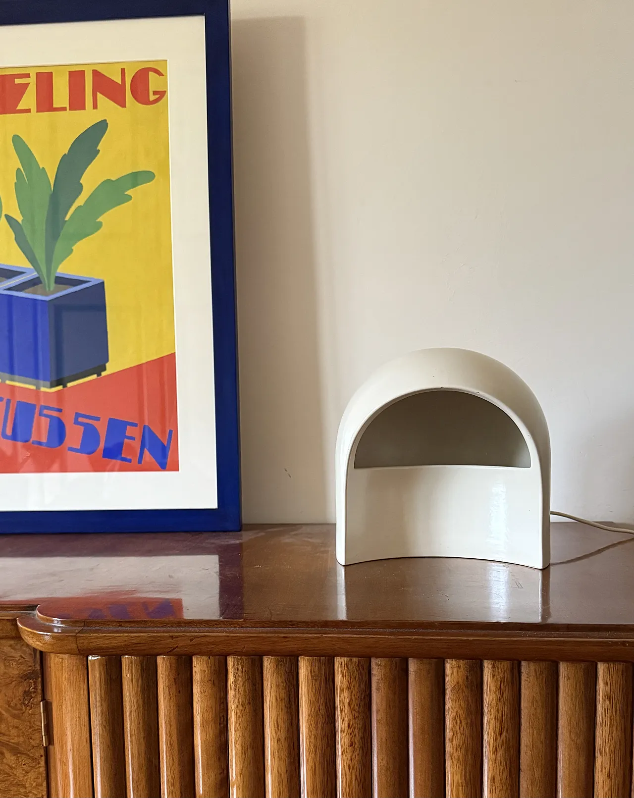 White ceramic table lamp, Italy 1970 5