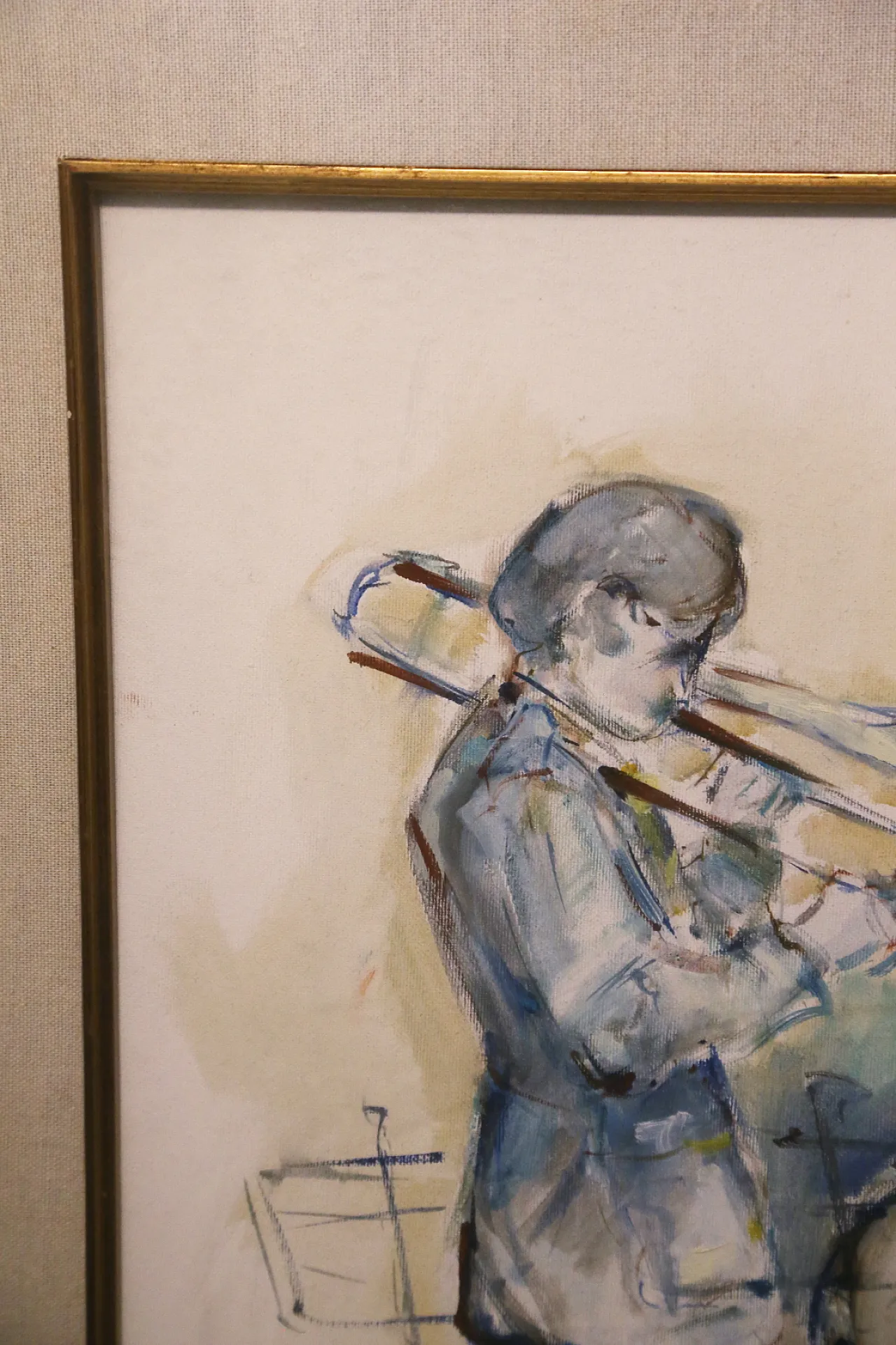 Roberto Andreoli quadro olio su tela musicisti jazz concerto, anni '50 6